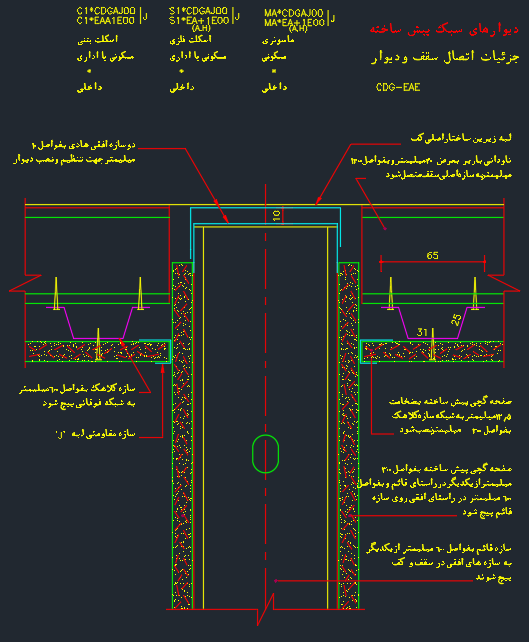 دانلود 45 پلان اتوکد جزئیات دیوار های پیش ساخته (دیتیل معماری)