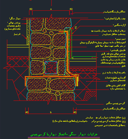 جزئیات اتصالات دیوار سنگی